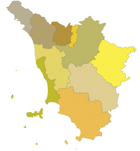 Tuscany map with provinces